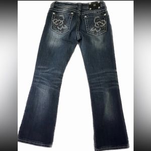 Miss me low rise bootcut jeans size 31 rhinestone flowers